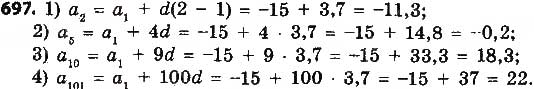 Завдання № 697 - § 16. Арифметична прогресія, її властивості. Формула n-го члена арифметичної прогресії - ГДЗ Алгебра 9 клас О.С. Істер 2017