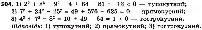 Завдання № 504 - § 11. Теорема косинусів - ГДЗ Геометрія 9 клас О.С. Істер 2017