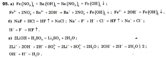 Завдання № 95 - § 10. Йонно-молекулярні рівняння. Реакції обміну між електролітами у розчині - ГДЗ Хімія 9 клас П.П. Попель, Л.С. Крикля 2009