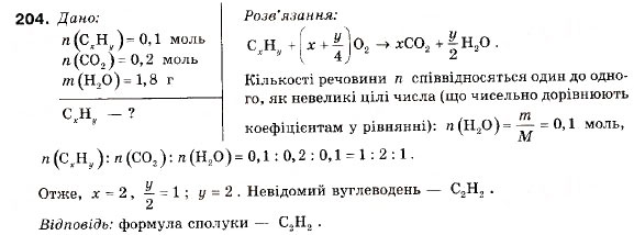 Завдання № 204 - § 22. Ацетилен - ГДЗ Хімія 9 клас П.П. Попель, Л.С. Крикля 2009