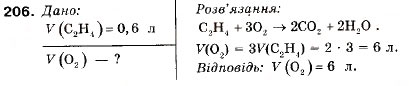 Завдання № 206 - § 23. Співвідношення об’ємів газів у хімічних реакціях - ГДЗ Хімія 9 клас П.П. Попель, Л.С. Крикля 2009