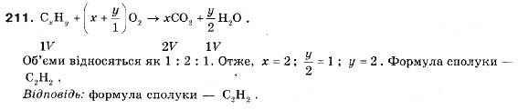 Завдання № 211 - § 23. Співвідношення об’ємів газів у хімічних реакціях - ГДЗ Хімія 9 клас П.П. Попель, Л.С. Крикля 2009
