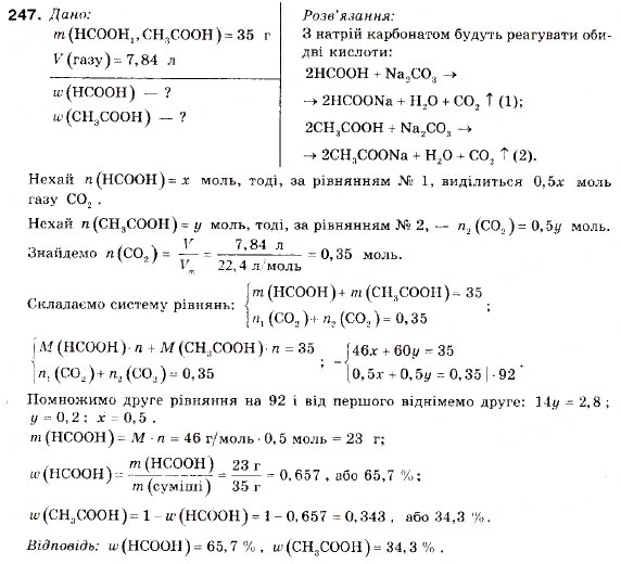 Завдання № 247 - § 27. Оцтова кислота - ГДЗ Хімія 9 клас П.П. Попель, Л.С. Крикля 2009