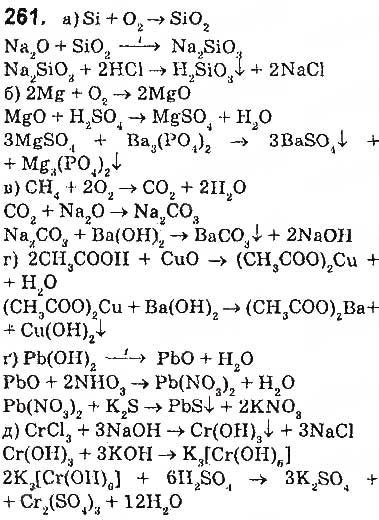 Завдання № 261 - § 36. Взаємозв’язки між речовинами та їх взаємоперетворення - ГДЗ Хімія 9 клас П.П. Попель, Л.С. Крикля 2017