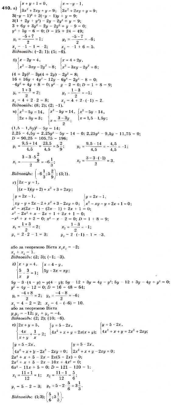 Завдання № 410 - 15. Системи рівнянь із двома змінними - ГДЗ Алгебра 9 клас В.Р. Кравчук, Г.М. Янченко, М.В. Підручна 2009