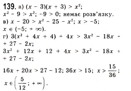 Завдання № 139 - § 2. Нерівності зі змінними - ГДЗ Алгебра 9 клас Ю.І. Мальований, Г.М. Литвиненко, Г.М. Возняк 2009