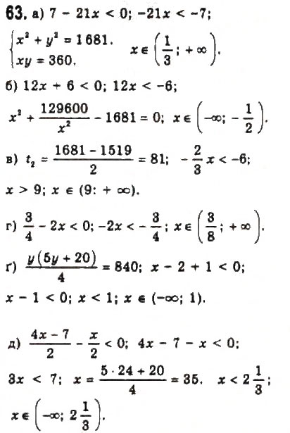 Завдання № 63 - § 2. Нерівності зі змінними - ГДЗ Алгебра 9 клас Ю.І. Мальований, Г.М. Литвиненко, Г.М. Возняк 2009