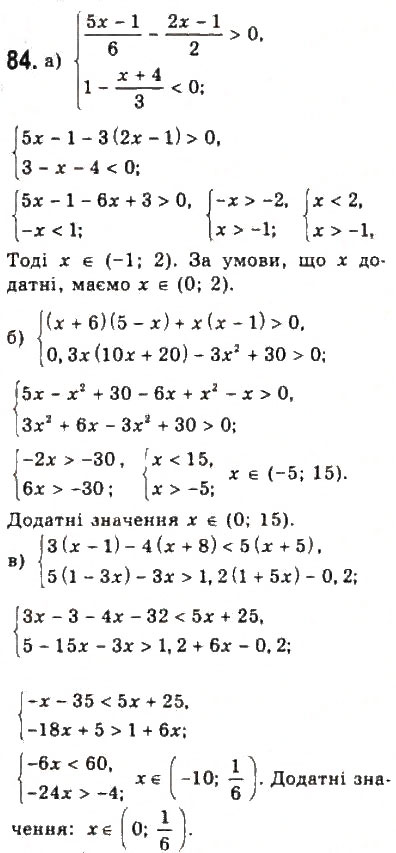 Завдання № 84 - § 2. Нерівності зі змінними - ГДЗ Алгебра 9 клас Ю.І. Мальований, Г.М. Литвиненко, Г.М. Возняк 2009
