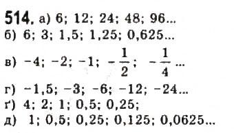 Завдання № 514 - § 11. Геометрична прогресія - ГДЗ Алгебра 9 клас Ю.І. Мальований, Г.М. Литвиненко, Г.М. Возняк 2009