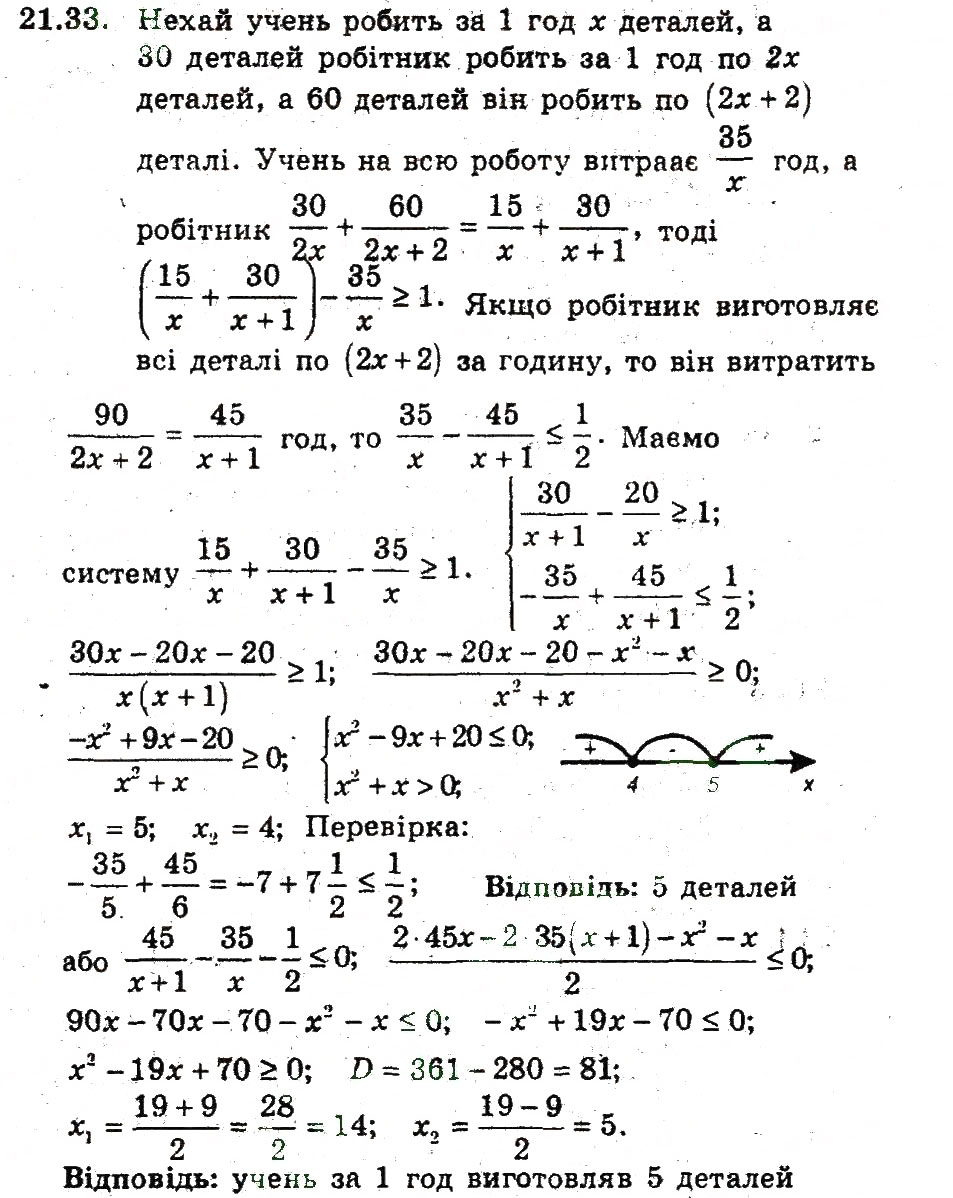 Завдання № 33 - 21. Розв'язування задач за допомогою систем рівнянь - ГДЗ Алгебра 9 клас А.Г. Мерзляк, В.Б. Полонський, М.С. Якір 2009 - Поглиблений рівень вивчення