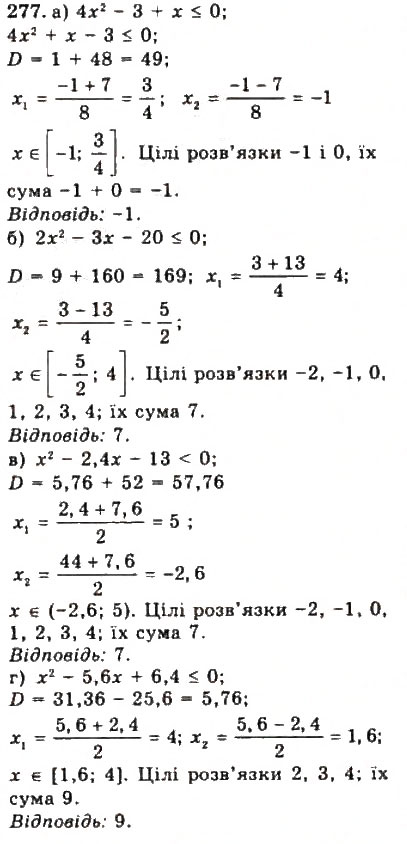 Завдання № 277 - § 5. Розв’язування нерівностей другого степеня з однією змінною - ГДЗ Алгебра 9 клас Ю.І. Мальований, Г.М. Литвиненко, Г.М. Возняк 2009