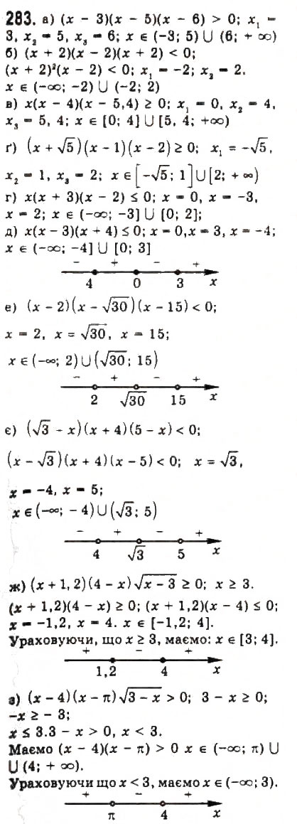Завдання № 283 - § 5. Розв’язування нерівностей другого степеня з однією змінною - ГДЗ Алгебра 9 клас Ю.І. Мальований, Г.М. Литвиненко, Г.М. Возняк 2009