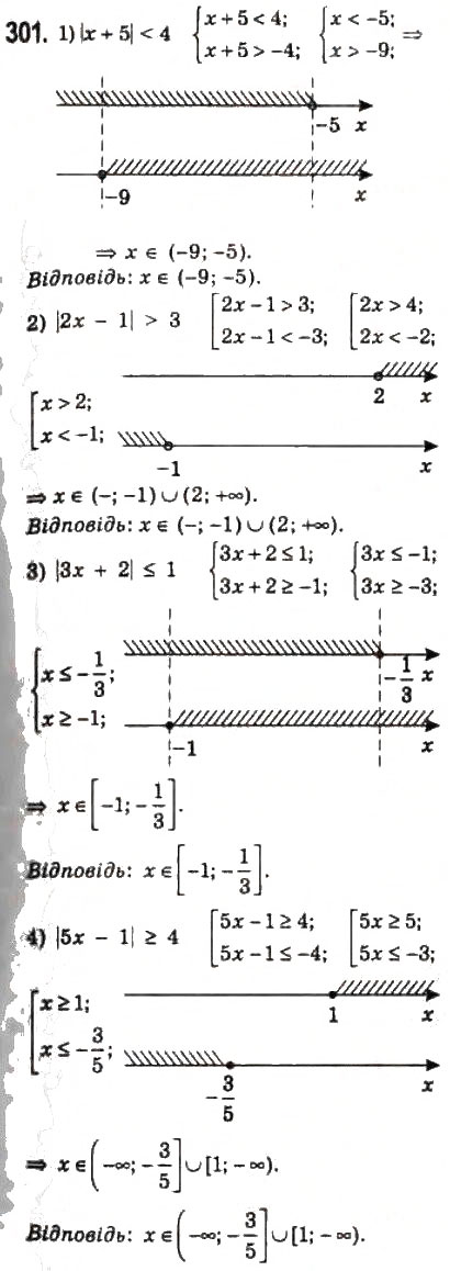 Завдання № 301 - 14. Рівняння і нерівності, які містять знак модуля - ГДЗ Алгебра 10 клас А.Г. Мерзляк, Д.А. Номіровський, В.Б. Полонський, М.С. Якір 2010 - Профільний рівень