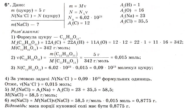 Завдання № 6 - § 2. Молярна маса. Обчислення молярної маси, маси і кількості речовини за хімічною формулою - ГДЗ Хімія 8 клас О.Г. Ярошенко 2008