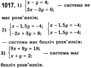 Завдання № 1017 - 26. Системи рівнянь з двома змінними. Графічний метод розв’язування системи двох лінійних рівнянь з двома змінними - ГДЗ Алгебра 7 клас А.Г. Мерзляк, В.Б. Полонський, М.С. Якір 2008